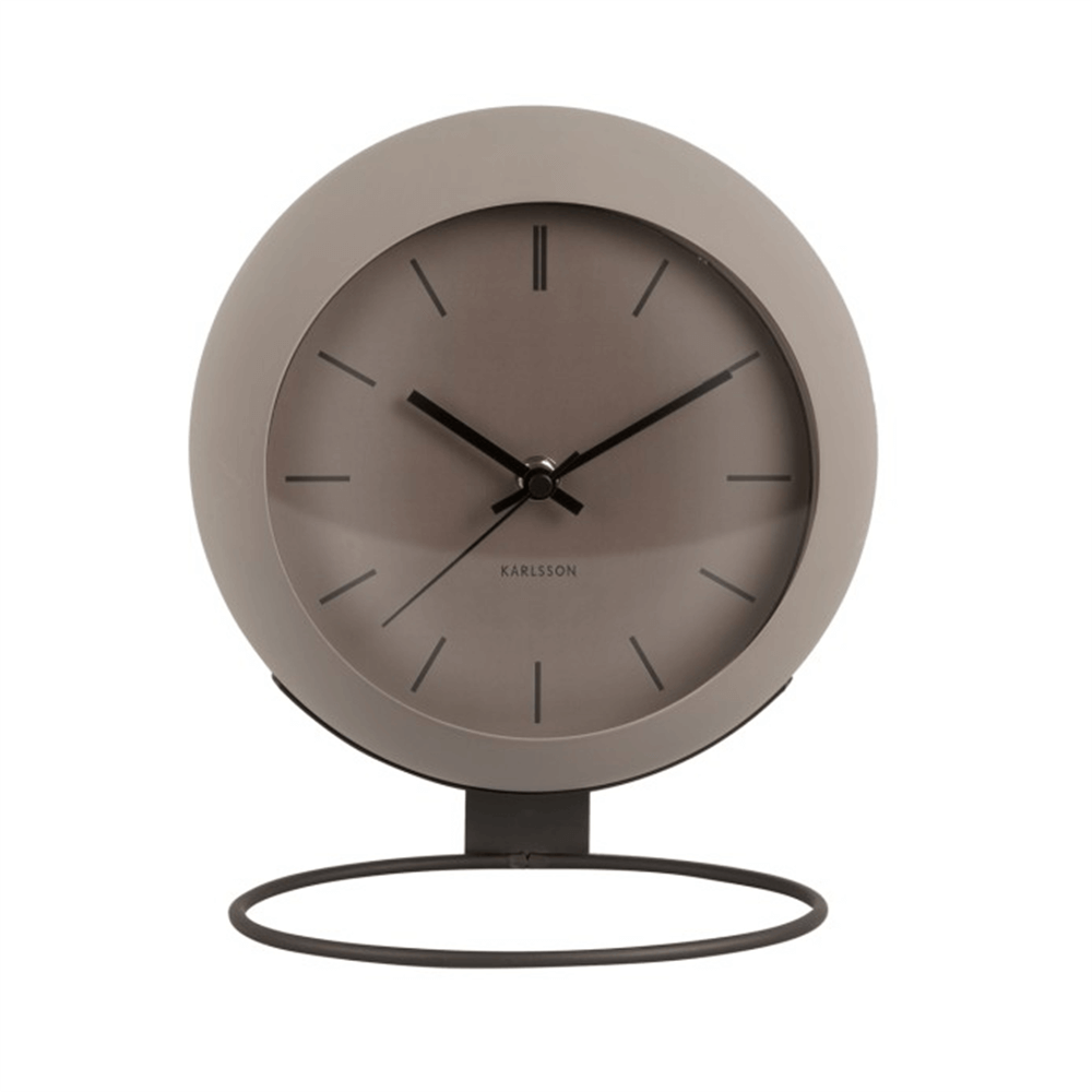 Present Time Warm Grey Table Clock Nirvana Globe